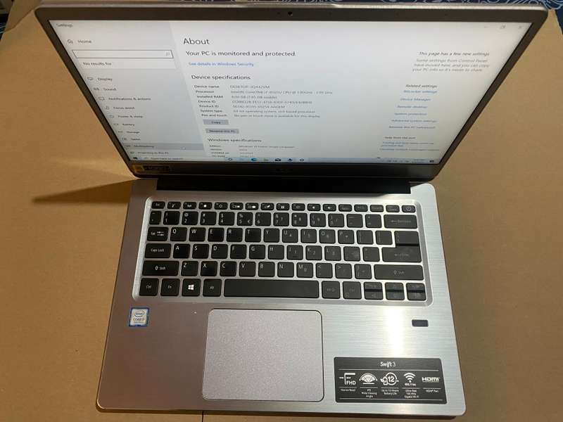 ACER SWIFT SF314-56 SERIES*N17W7*CORE i7-8565U*1.80GHZ*8 GB RAM*512 GB SSD*14`*WINDOWS 10 PRO